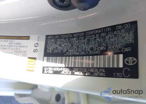 2021 Toyota Corolla Le from USA, damaged, VIN JTDEPMAE6MJ135440